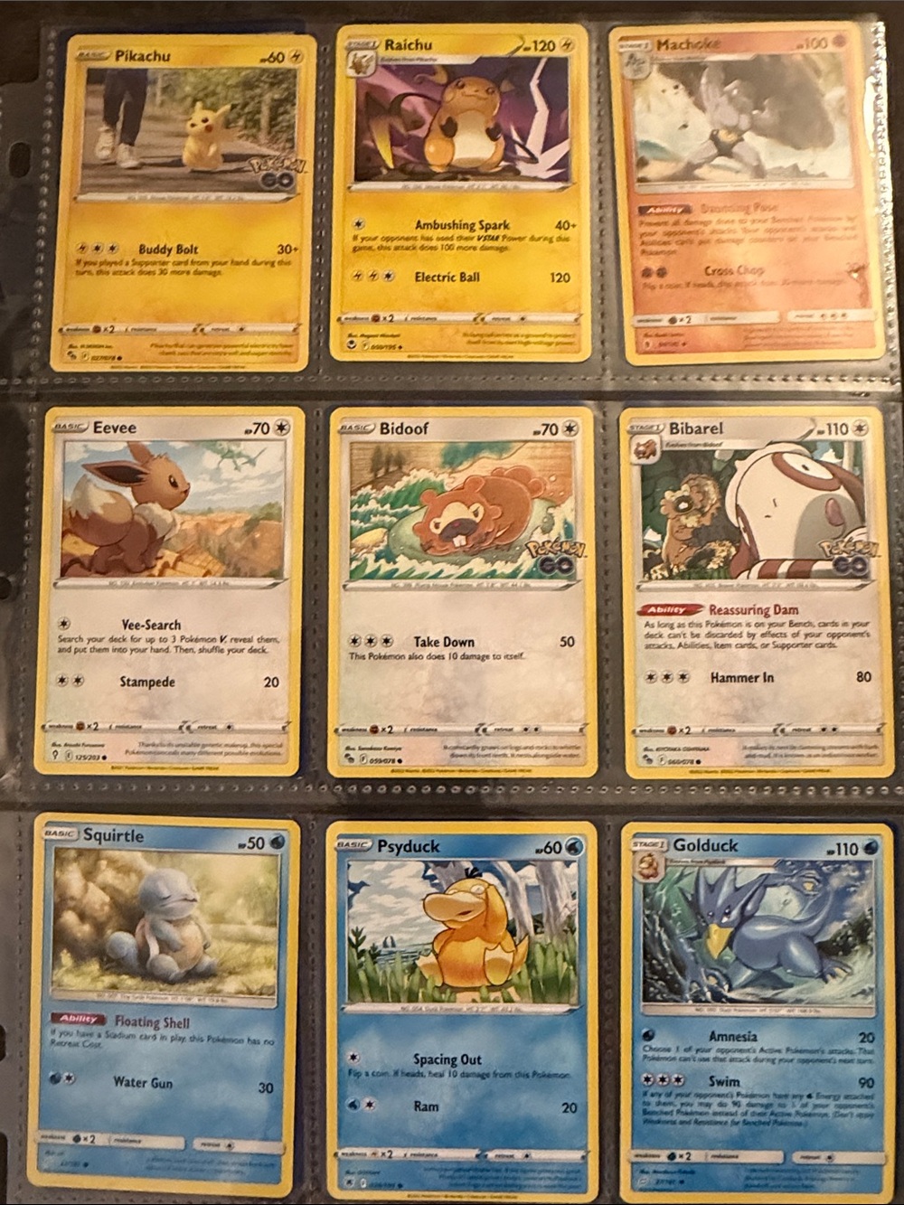 Vintage Pokemon Favorite pocket monster cards - Pikachu, squirtle, eevee